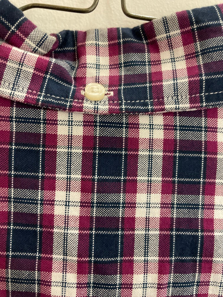 Vintage Maine new england men purple checkered long sleeve shirt size S