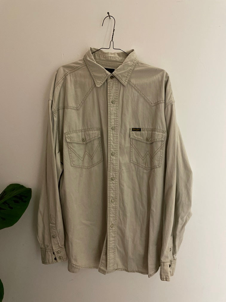 Vintage wrangler cream denim shirt size XL