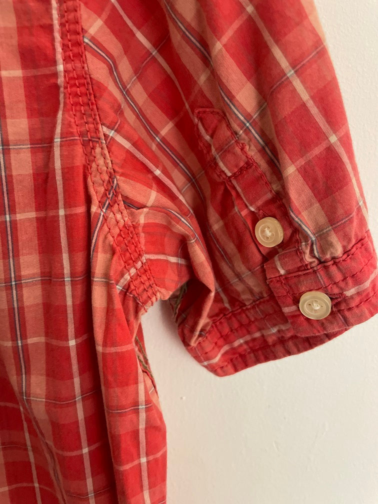 Vintage Tommy Hilfiger denim red checkered short sleeve men shirt size XL