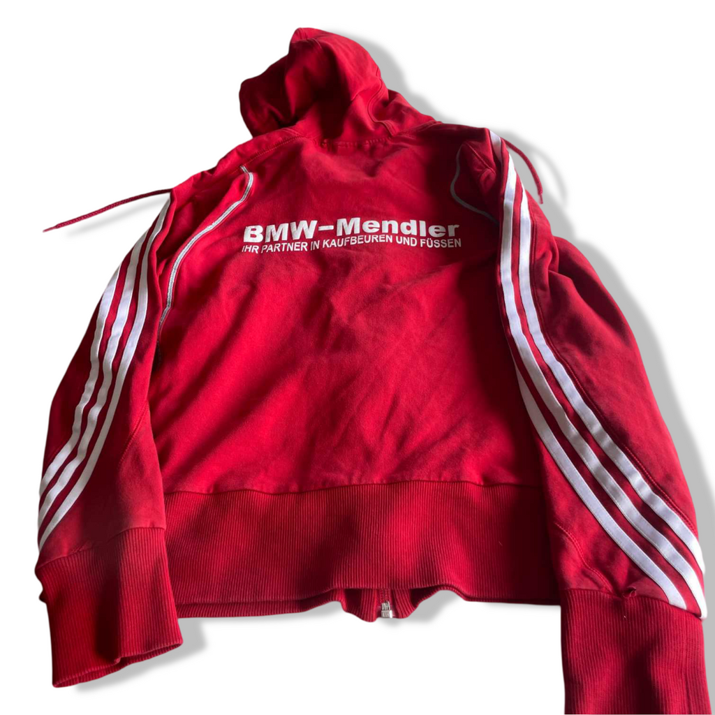 Vintage women Adidas 90's retro red full zip graphics hoodie in M|L24 W18|SKU 5657