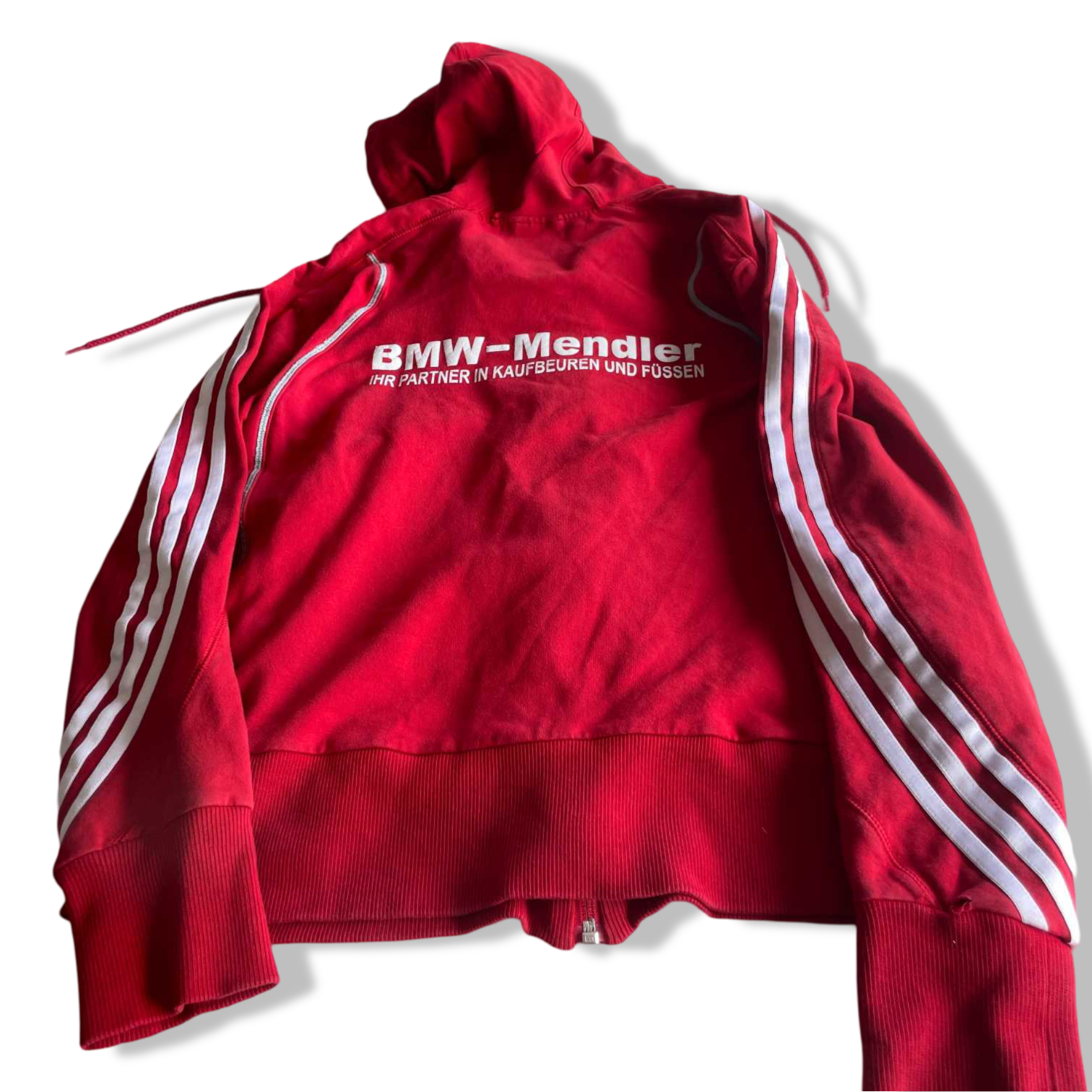 Vintage women Adidas 90's retro red full zip graphics hoodie in M|L24 W18|SKU 5657