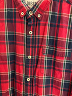 Vintage diesel red large checkered women regular fit long sleeve shirt size L