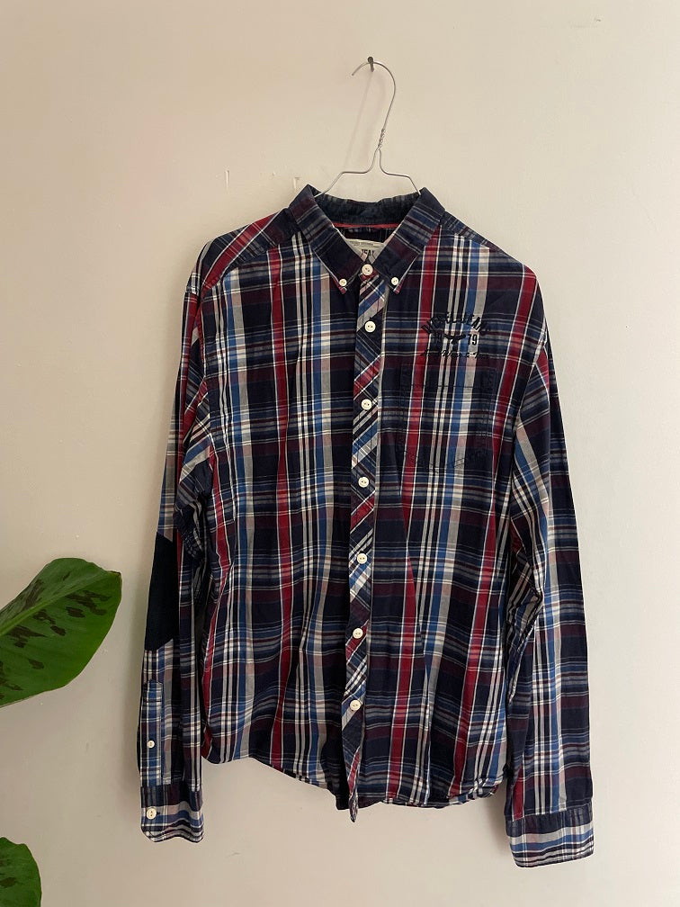 Vintage blue diesel jeans checkered men shirt size M