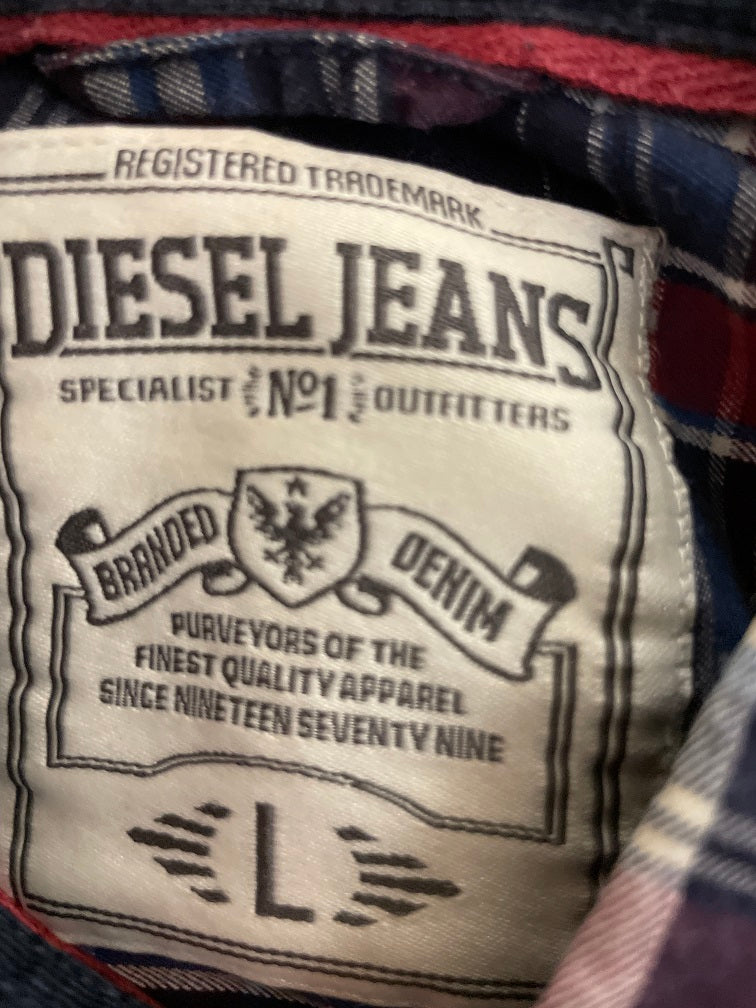 Vintage blue diesel jeans checkered men shirt size M