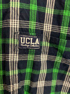 Vintage UCLA blue and green checkered men long sleeve shirt size S