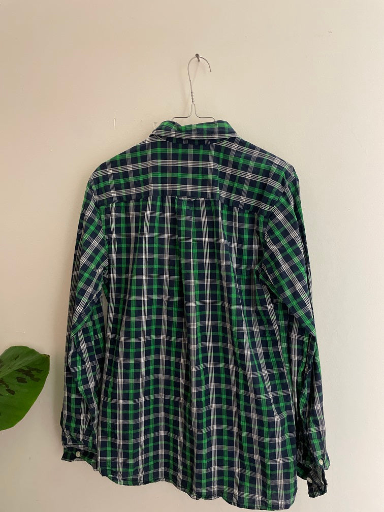 Vintage UCLA blue and green checkered men long sleeve shirt size S