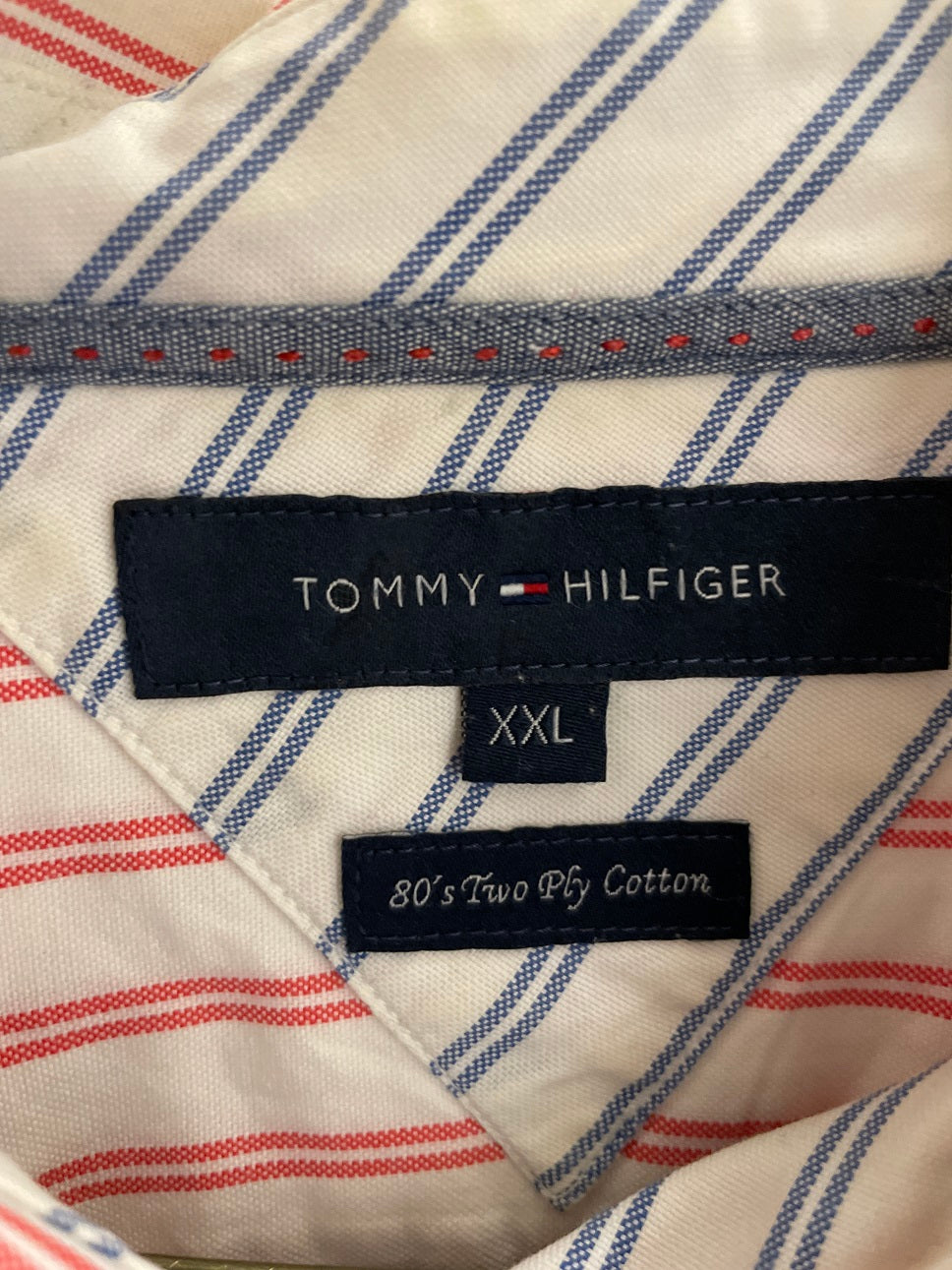 Vintage tommy hilfiger pink collar stripe long sleeve men shirt size XXL