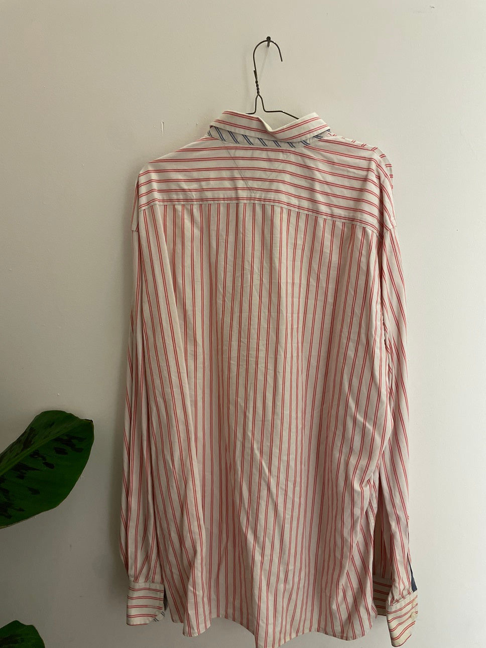 Vintage tommy hilfiger pink collar stripe long sleeve men shirt size XXL