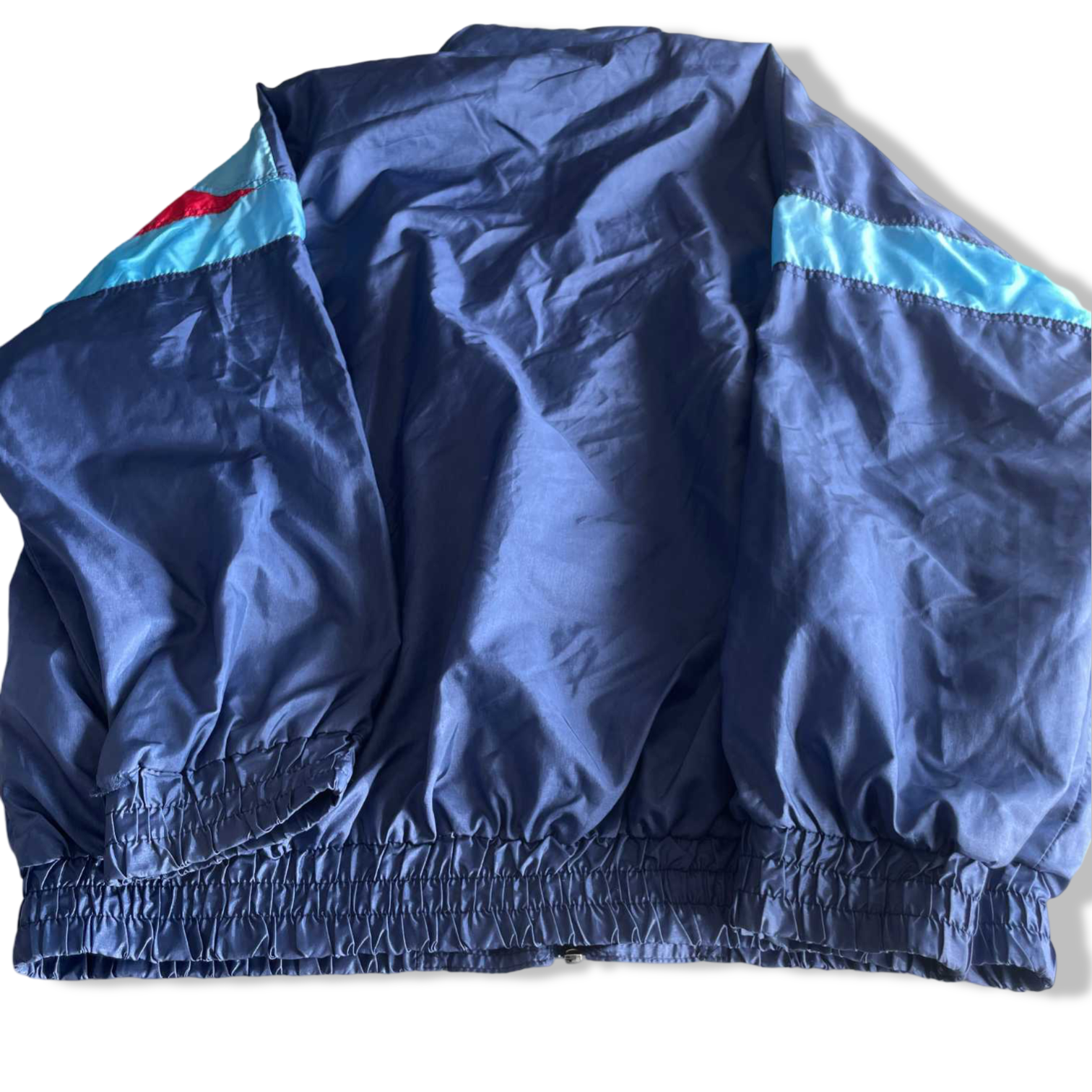 Vintage men Navy color block nylon wind breaker 90's full zip jacket in XXL|L30 W25| SKU 5662