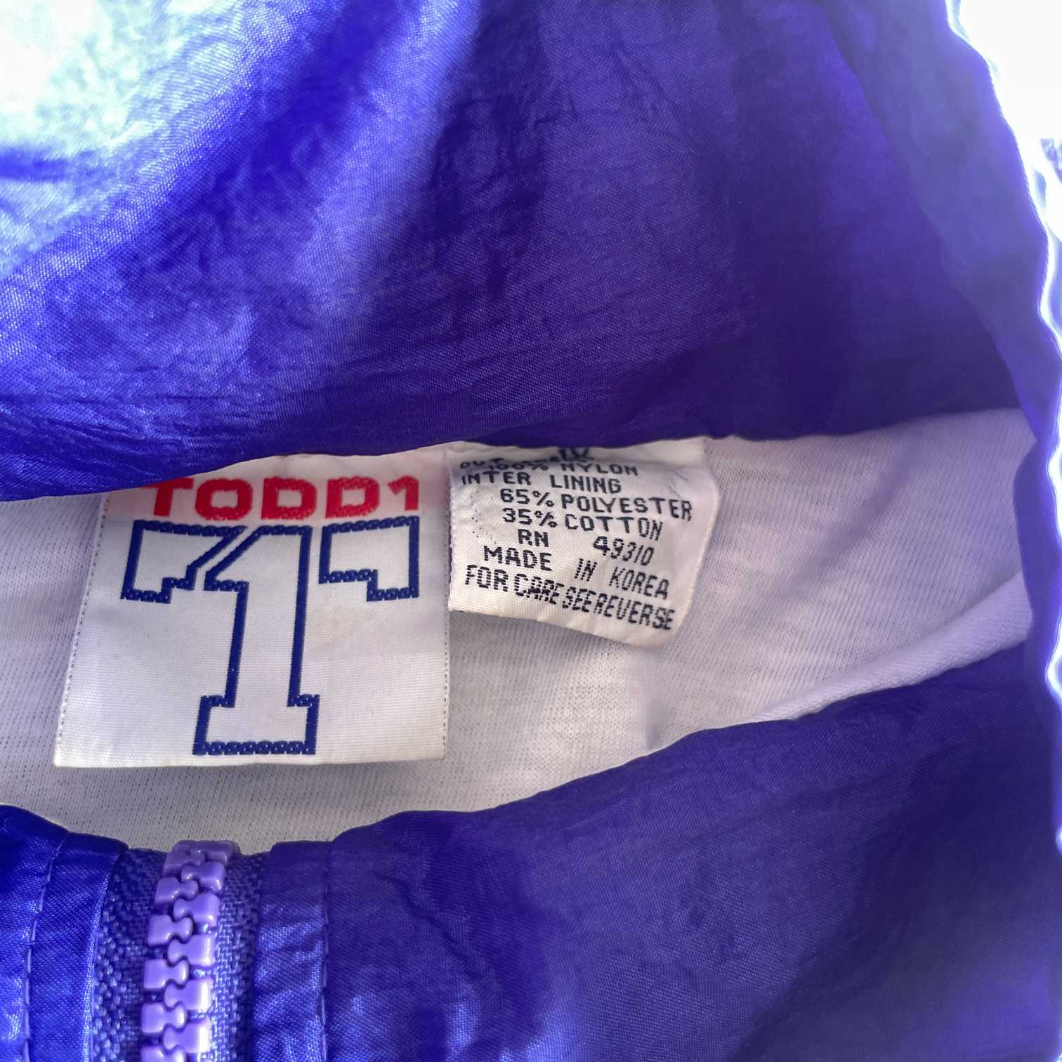 Vintage men Todd1 blue black color block full zip wind breaker jacket in XL| L27 W26| SKU 5664