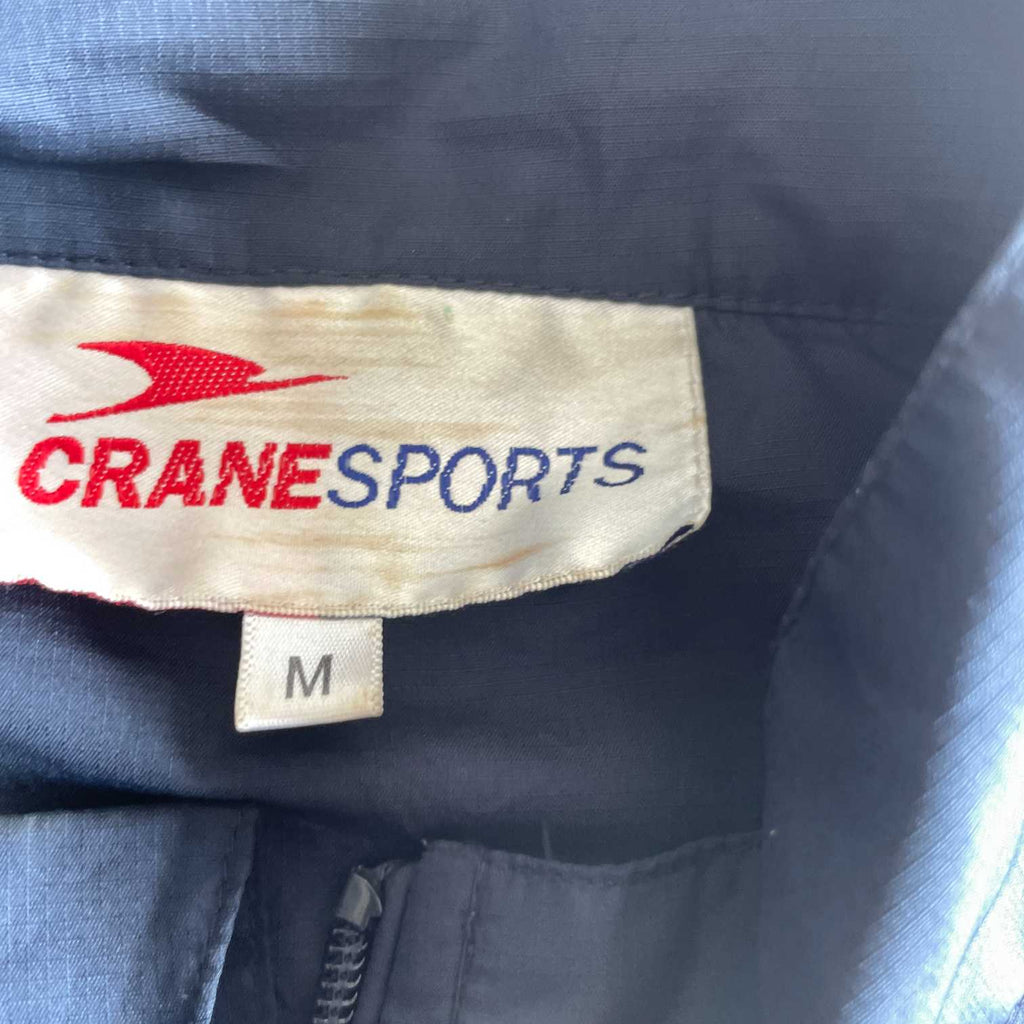 Vintage men navy Crane sports full zip wind breaker jacket in M|L30 W21| SKU 5666