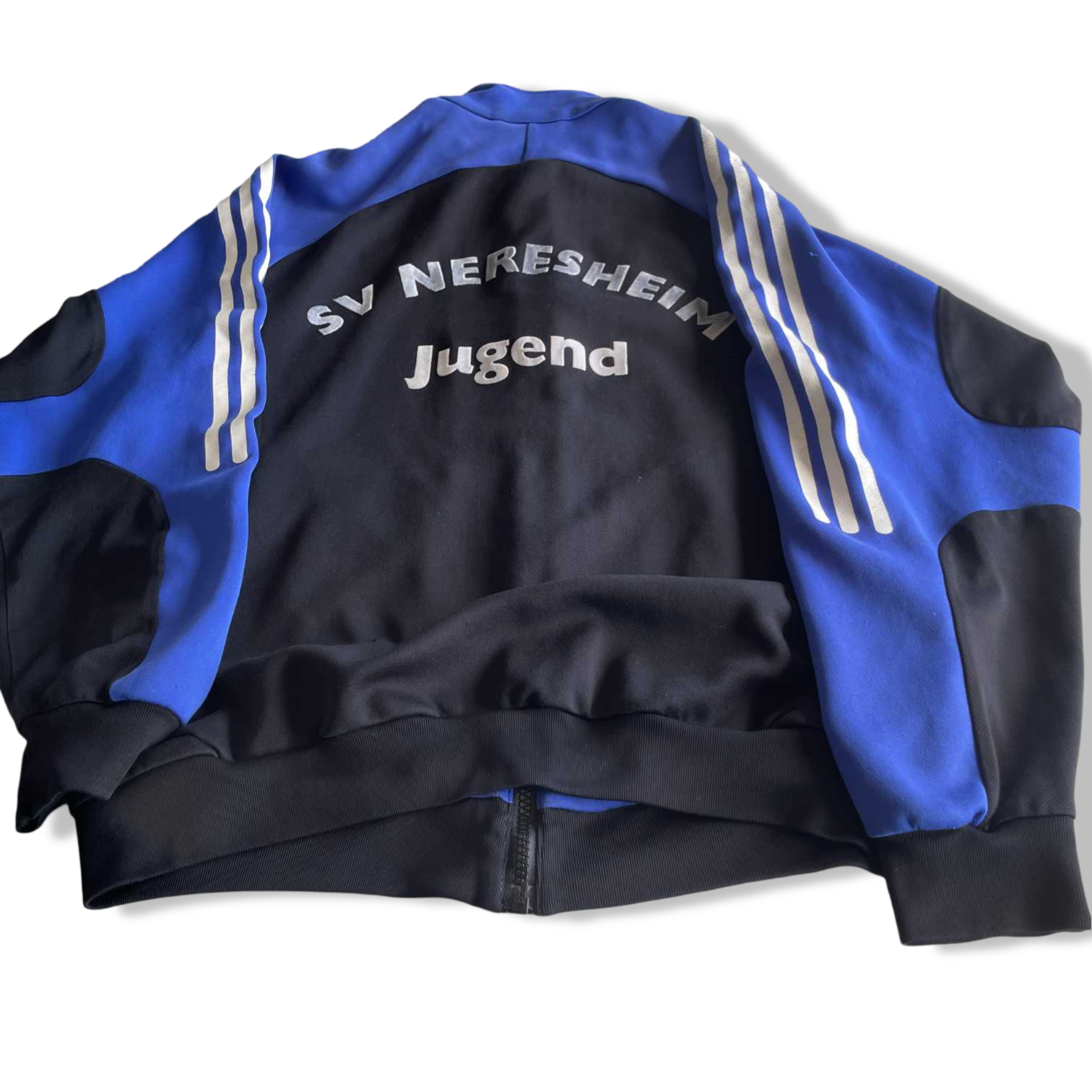Vintage men Adidas Rad sport blue black colorblock full zip track top in M|L27 W20