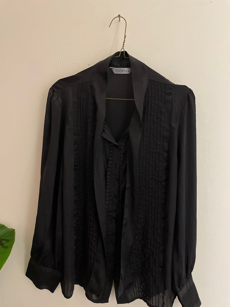 Vintage sasha black women regular fit long sleeve shirt size L