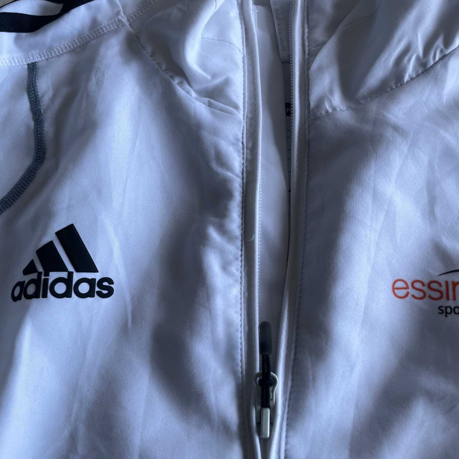 Vintage men Adidas Climalite Essink sport centrum white full zip track top in L|L32 W24| SKU 5668