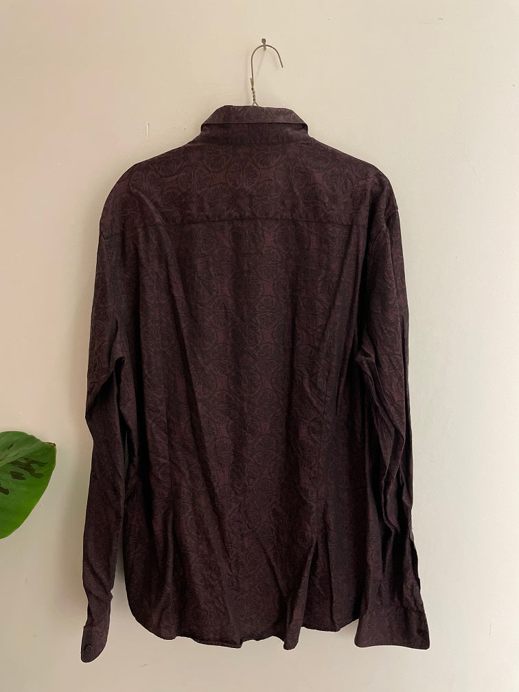 Vintage brown parsely devred regular fit long sleeve shirt size XL