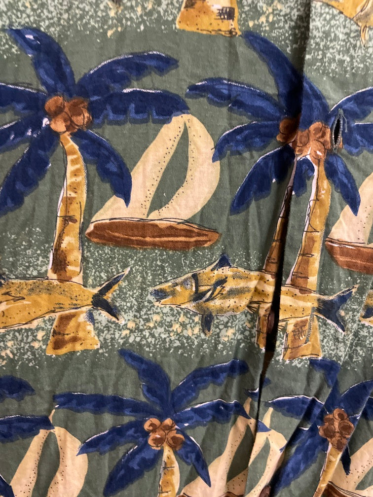 Vintage newport blue abstract patterned multi shirt size XL