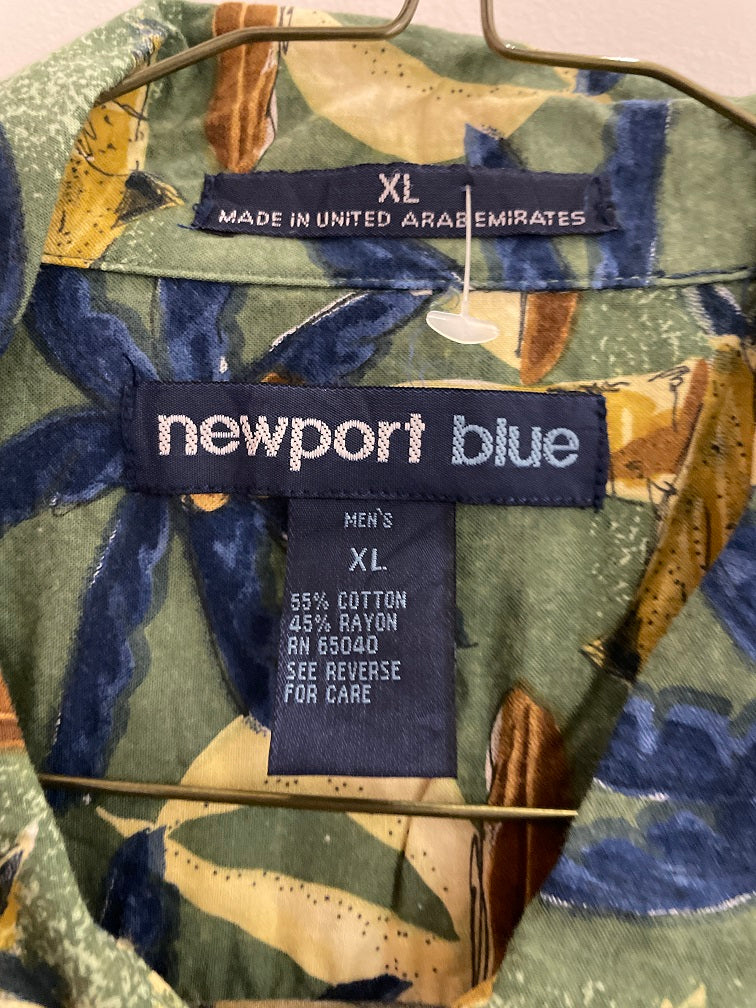 Vintage newport blue abstract patterned multi shirt size XL