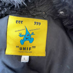 Vintage men black Unif puffer padded nylon polyester full zip hoodie in L|L28 W26|SKU 5676