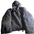 Vintage men black Unif puffer padded nylon polyester full zip hoodie in L|L28 W26|SKU 5676