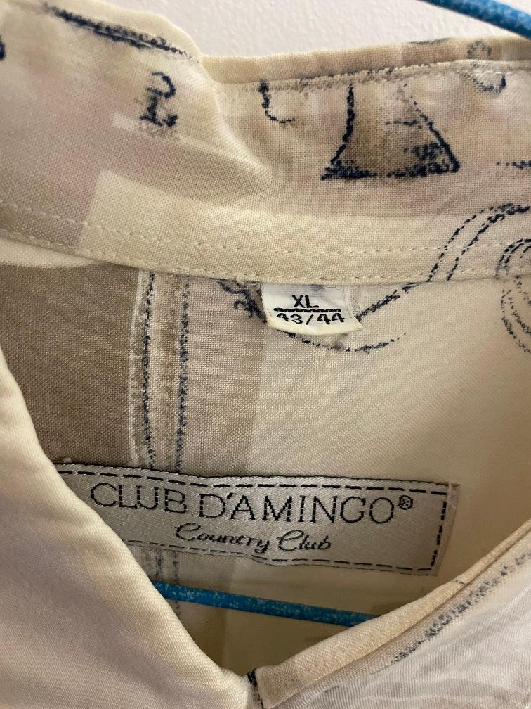 Vintage cream Club Damingo abstract patterned short sleeve shirt size XL