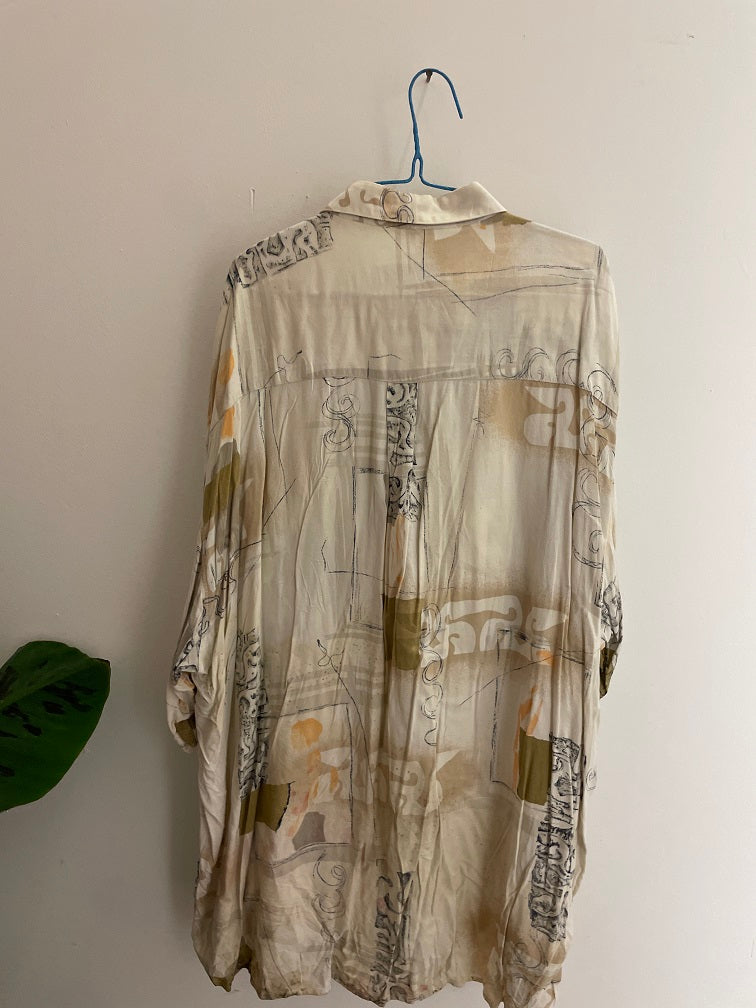 Vintage cream Club Damingo abstract patterned short sleeve shirt size XL