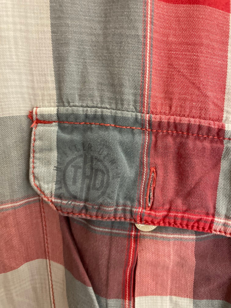 Vintage tommy hilfiger red checkered mens shirt size M