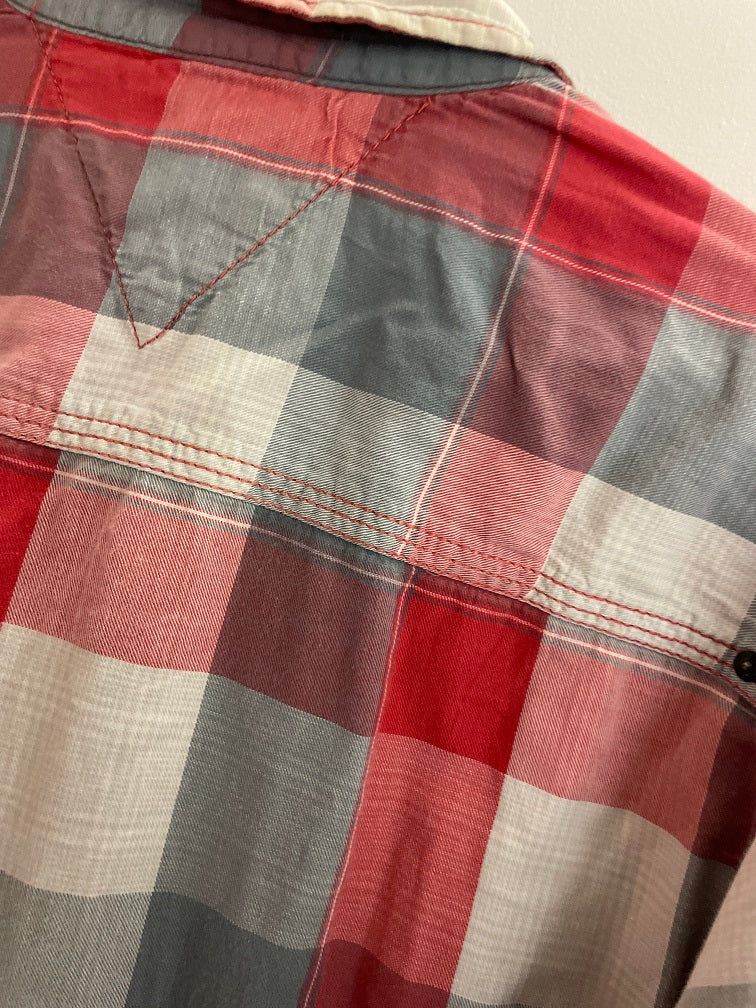 Vintage tommy hilfiger red checkered mens shirt size M