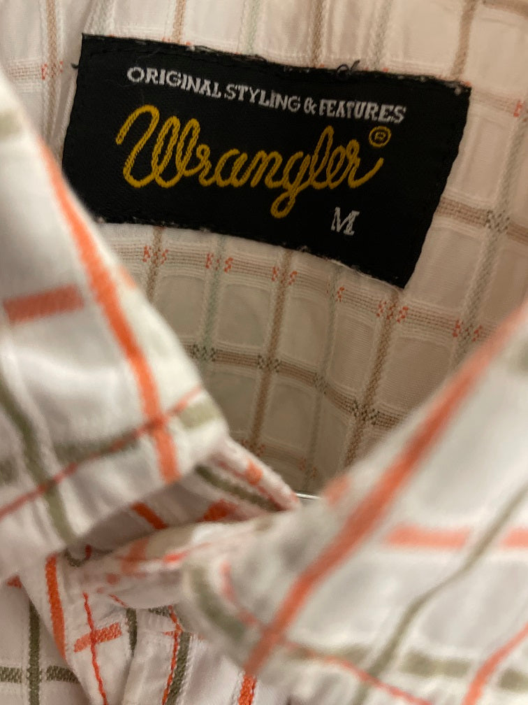 Vintage cream wrangler pure cotton check shirt size M