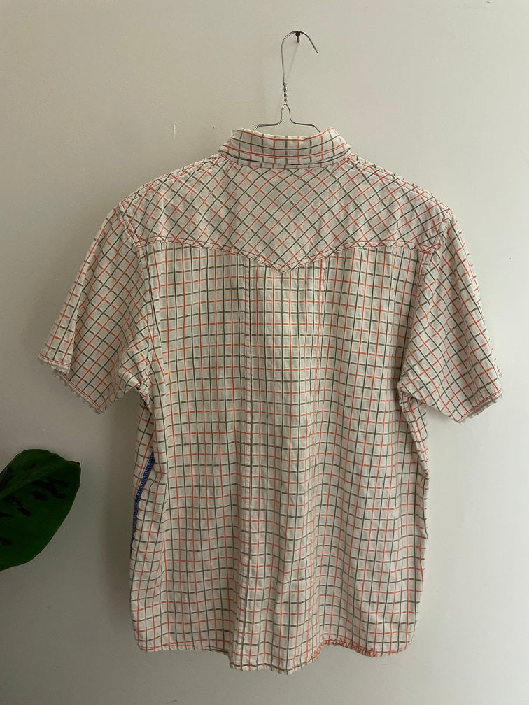 Vintage cream wrangler pure cotton check shirt size M