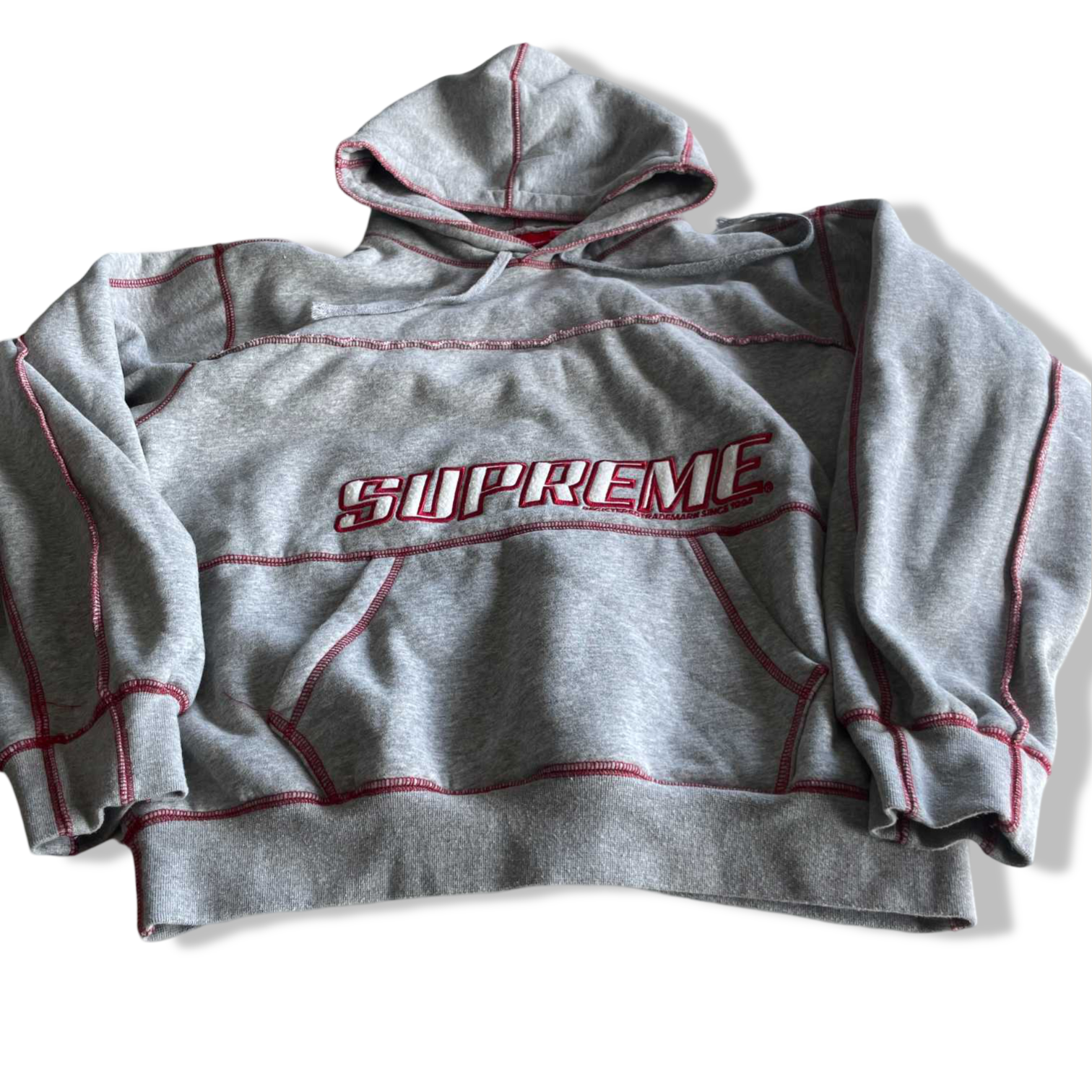 Vintage women grey supreme cotton polyester hoodie in S|L24 W23|SKU 5680