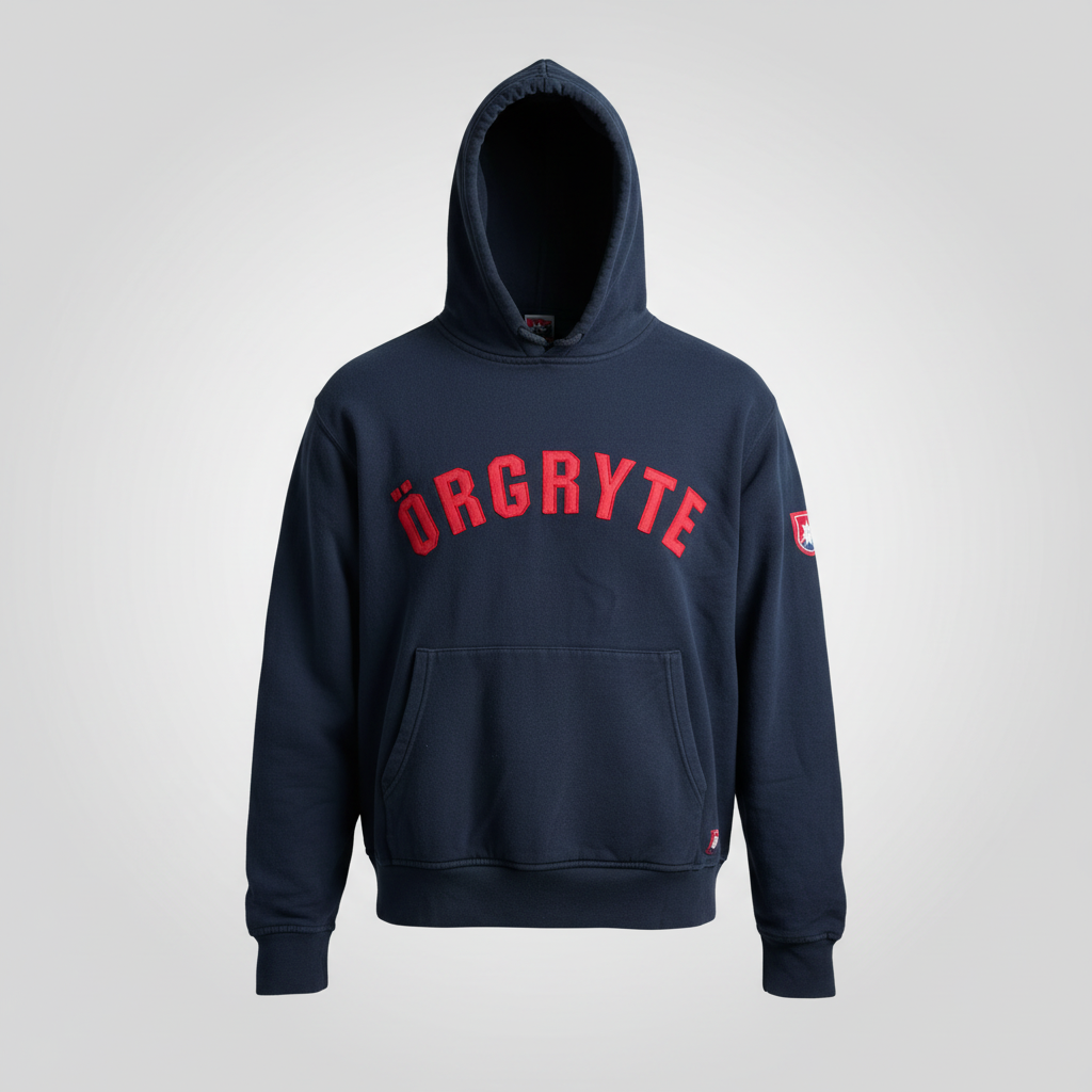 Vintage women Orgryte graphics navy blue cotton polyester hoodie in s|L23 W21|SKU 5682