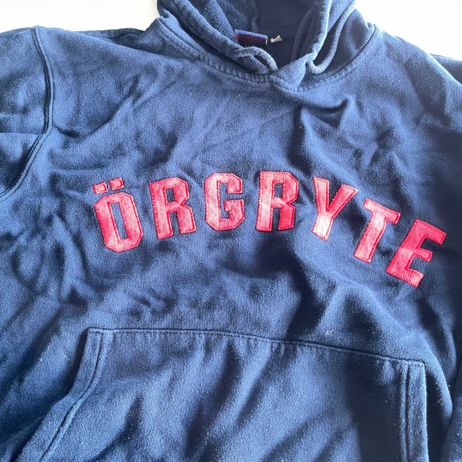 Vintage women Orgryte graphics navy blue cotton polyester hoodie in s|L23 W21|SKU 5682