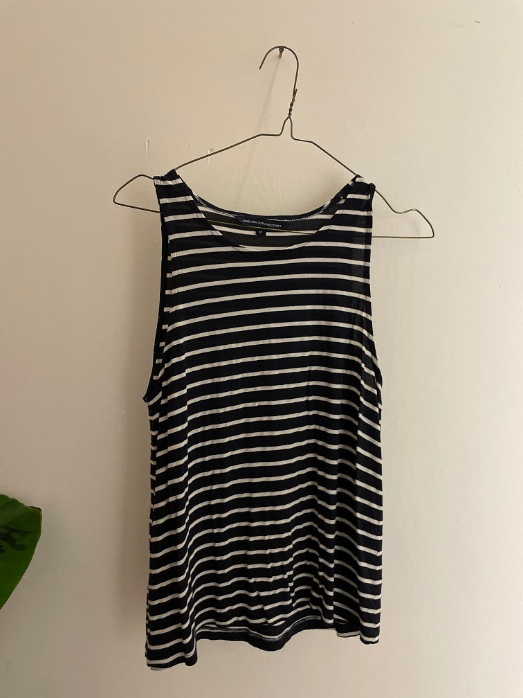 Vintage french connection blue stripe sleeveless tank top for women size M