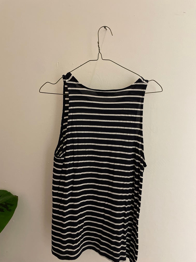 Vintage french connection blue stripe sleeveless tank top for women size M