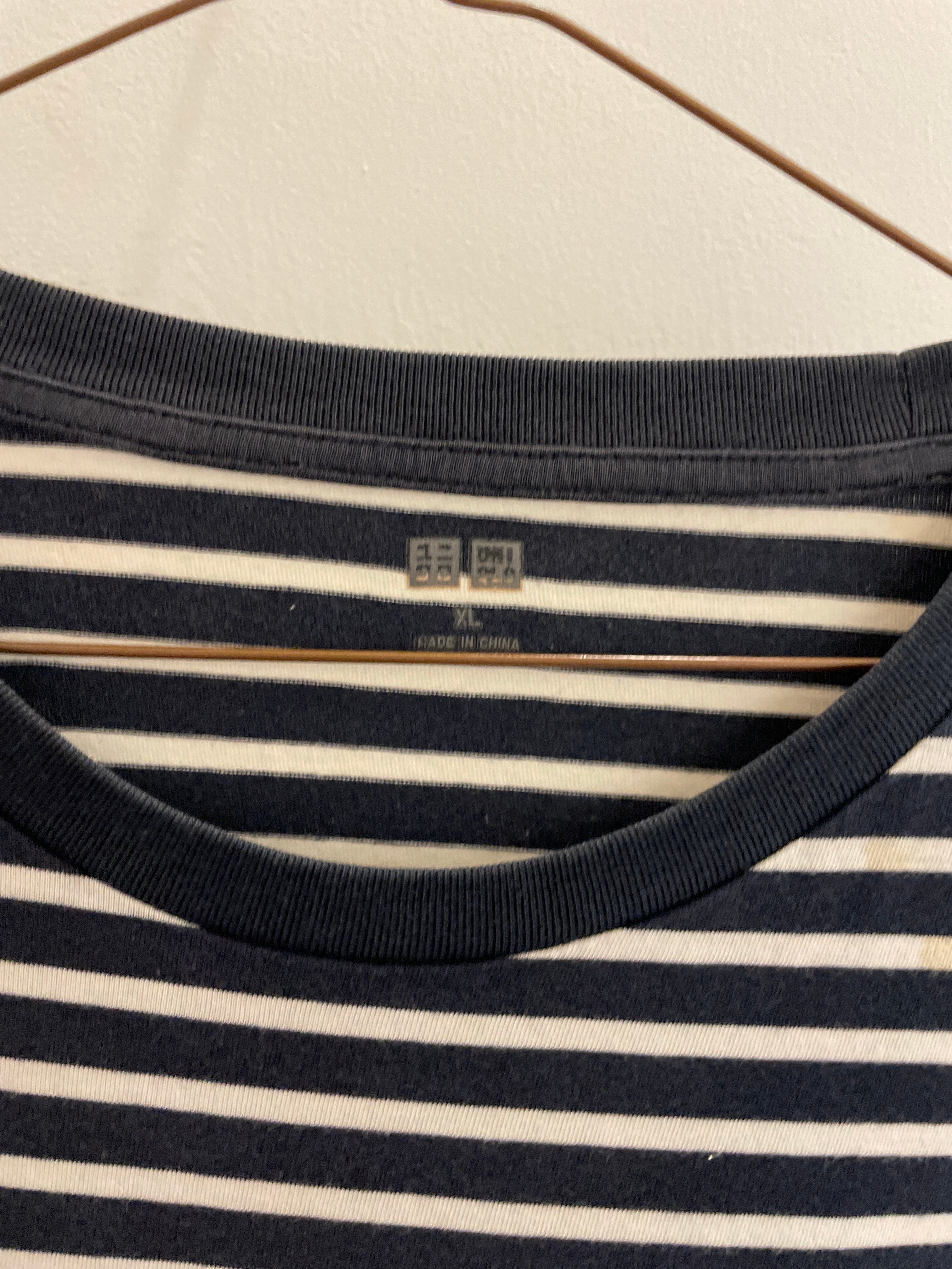 Vintage Uniqlo blue stripe tshirt size XL