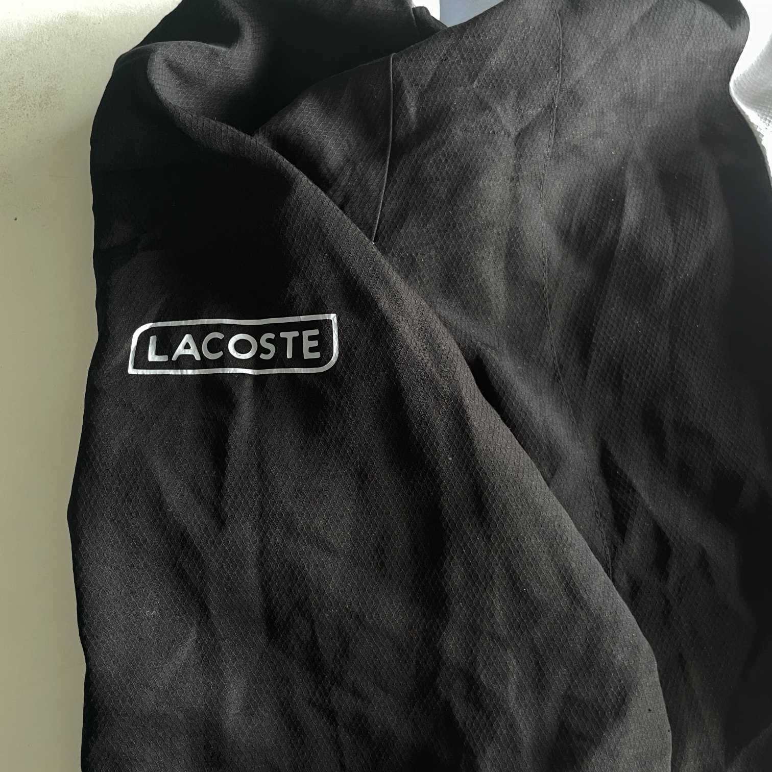 Vintage men Lacoste white & black colorblock wind breaker full zip jacket in L|L30 W20|SKU 5688