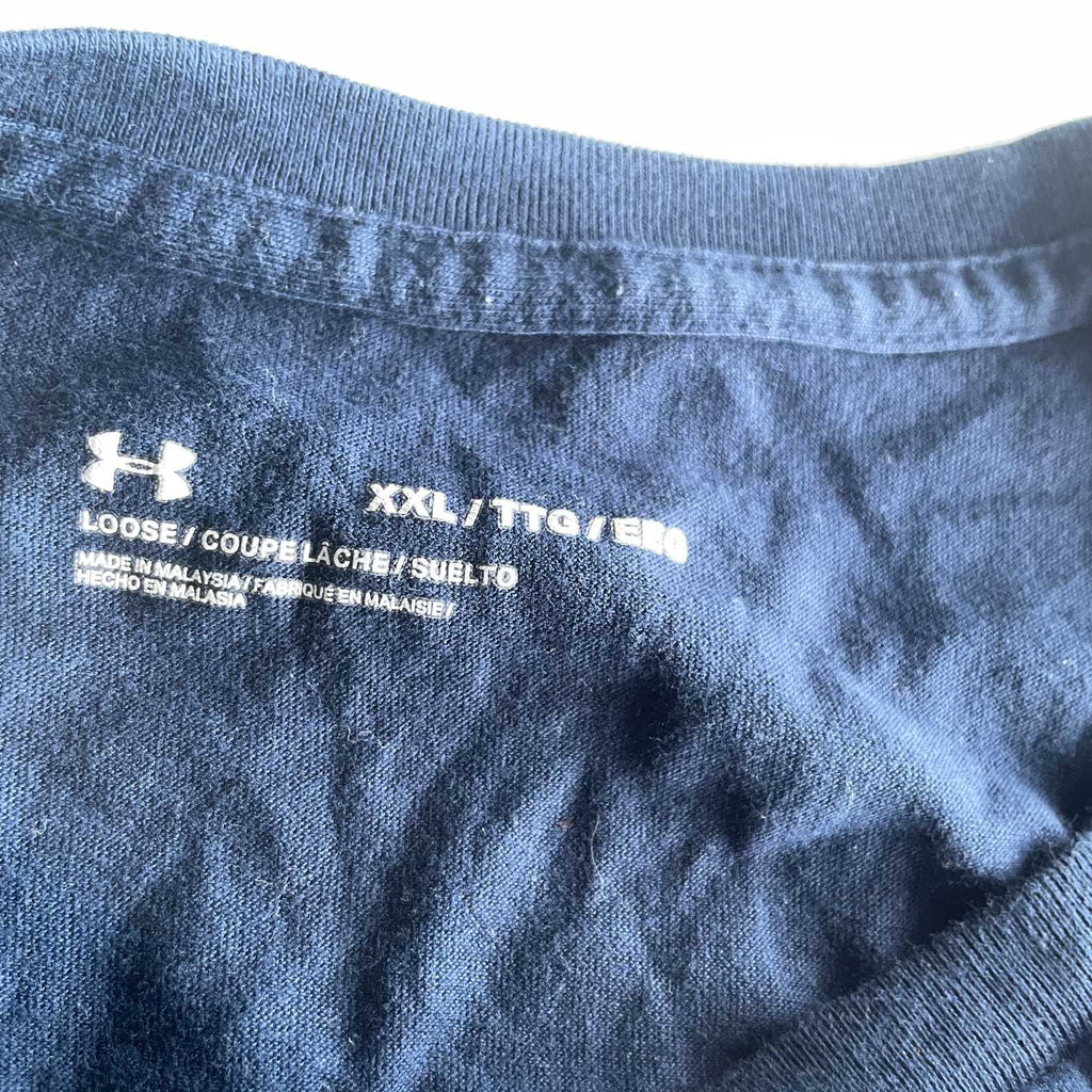 Vintage men Freedom graphics Under Armour navy blue Tees in XXL|SKU 5689