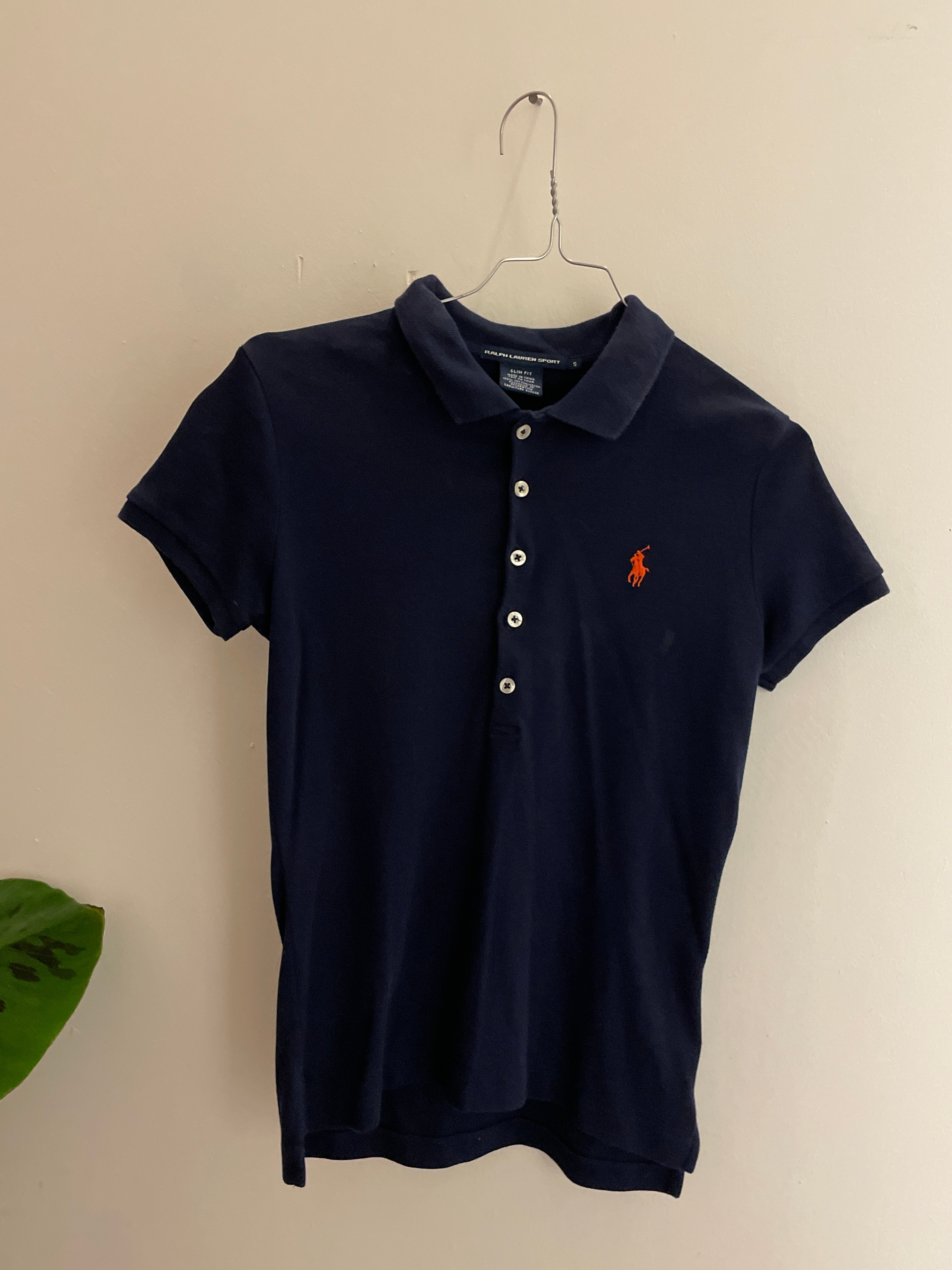 Vintage blue ralph lauren sport slim fit polo shirt size S