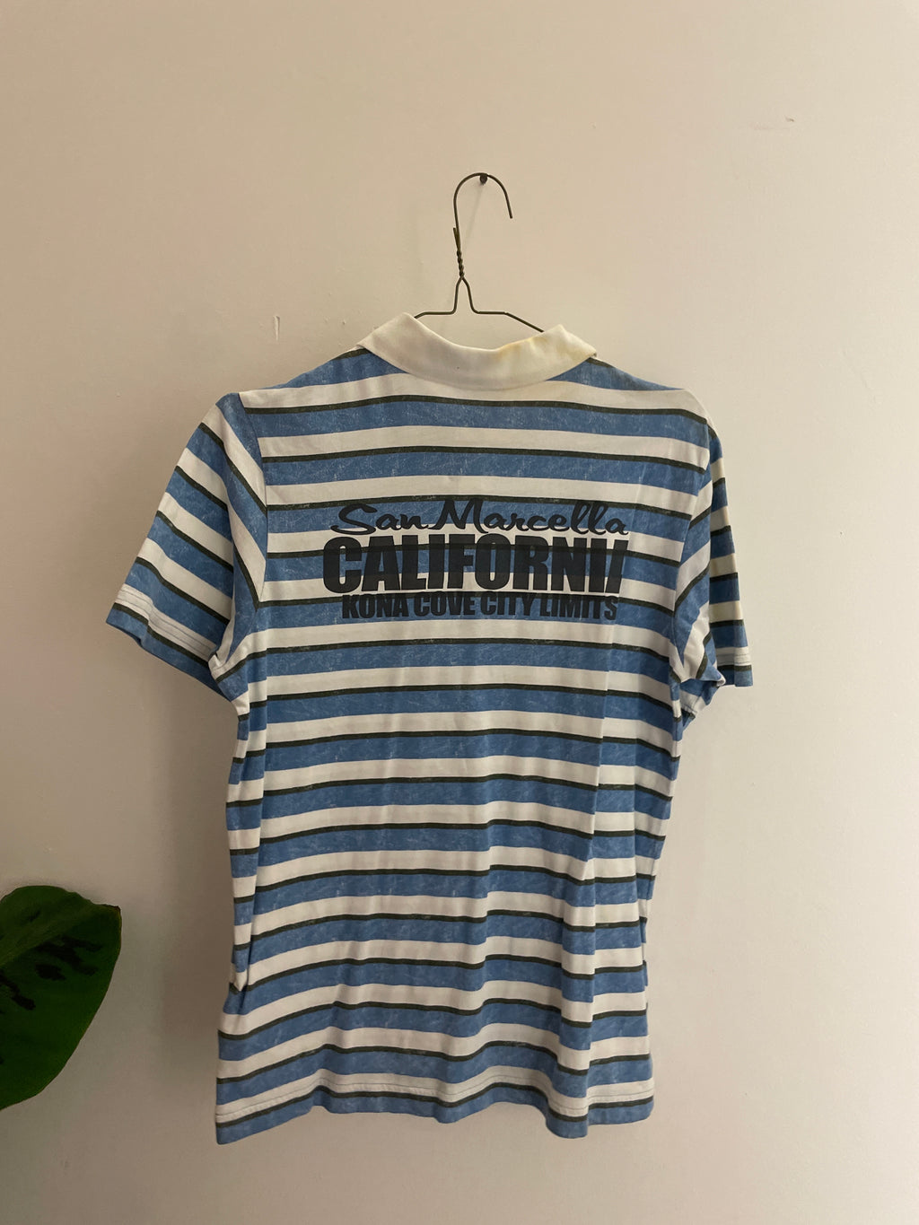 Vintage blue stripped adidas polo shirt size L