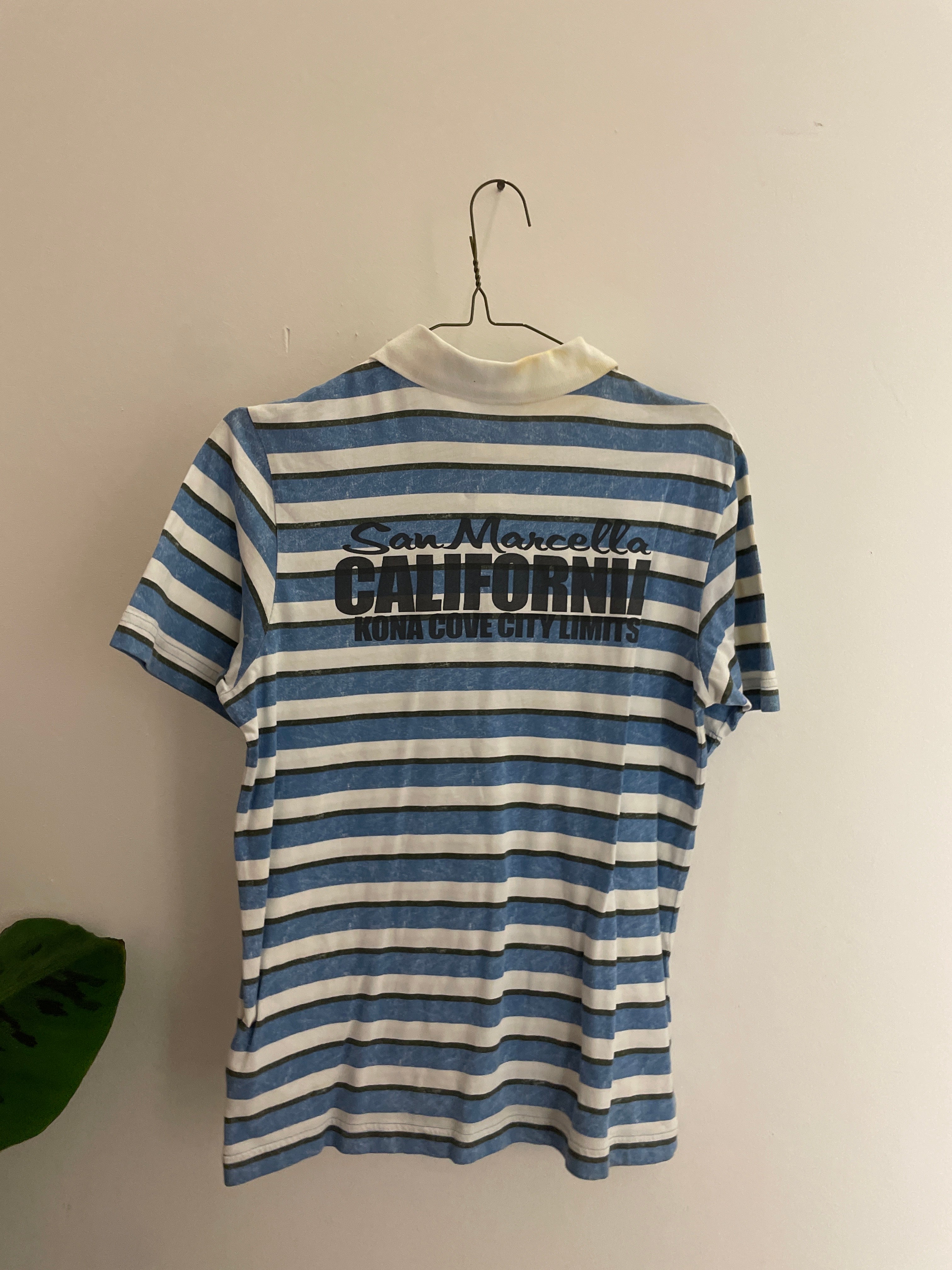 Vintage blue stripped adidas polo shirt size L