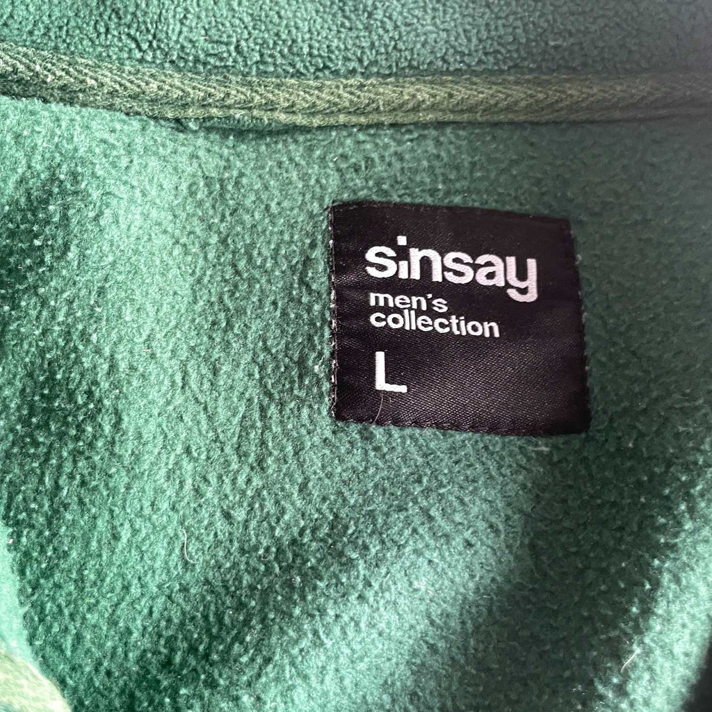 Vintage men Sinsay collection green & white colourblock 1/4zip fleece sweatshirt in M|L30 W23|SKU 5696