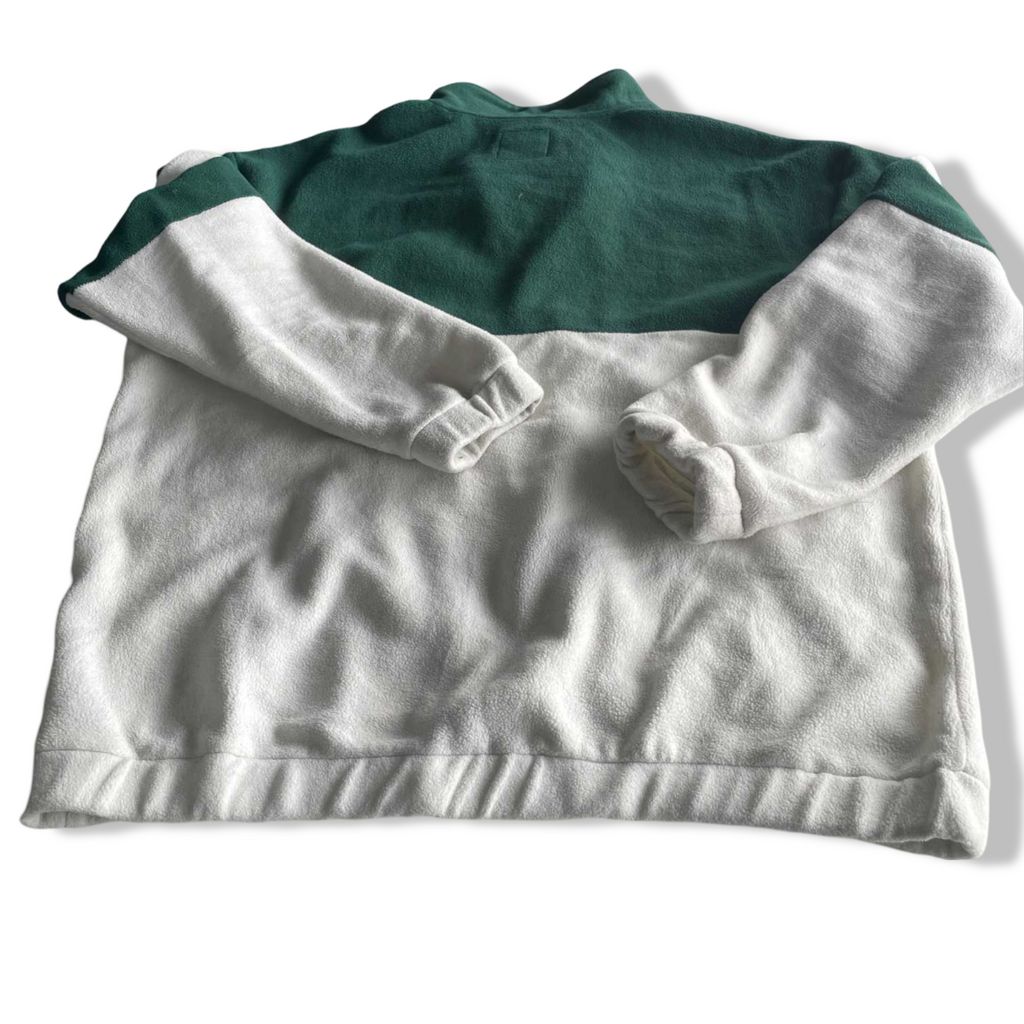 Vintage men Sinsay collection green & white colourblock 1/4zip fleece sweatshirt in M|L30 W23|SKU 5696