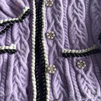 Vintage women Savida lilac knitted button down cardigan in M|L26 W20| SKU 5697