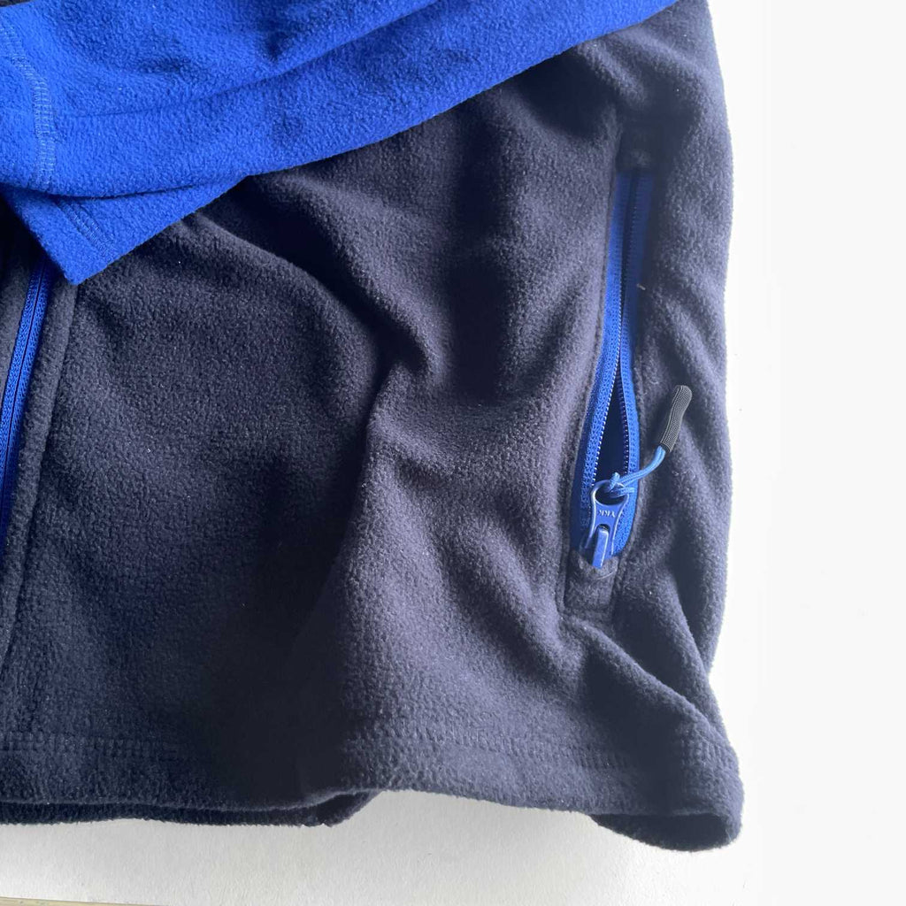 Vintage men Clevercare blue colourblock full zip fleece jacket in L|L32 W22|SKU 5698