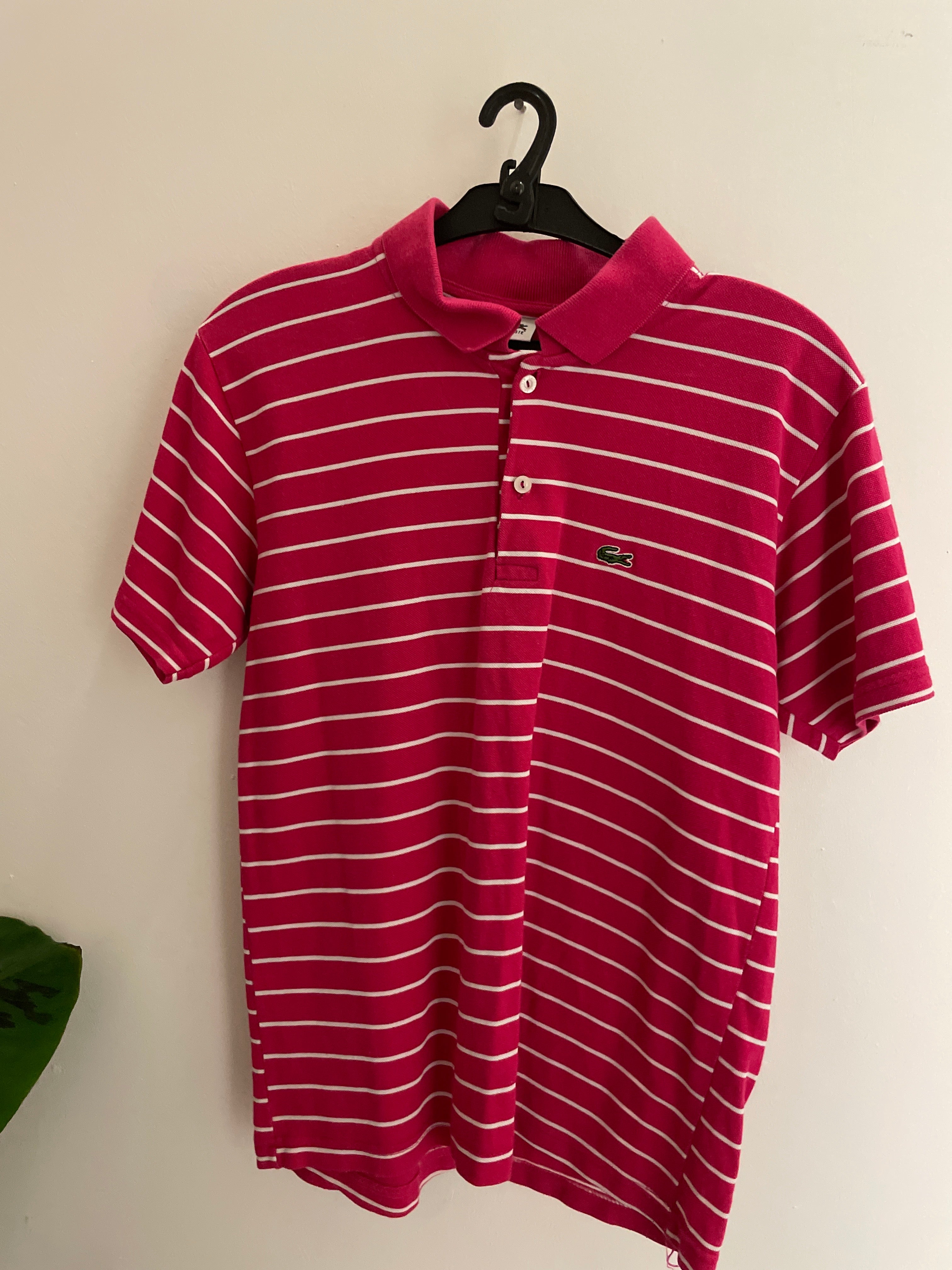 Vintage pink stripped lacoste sport polo shirt size S