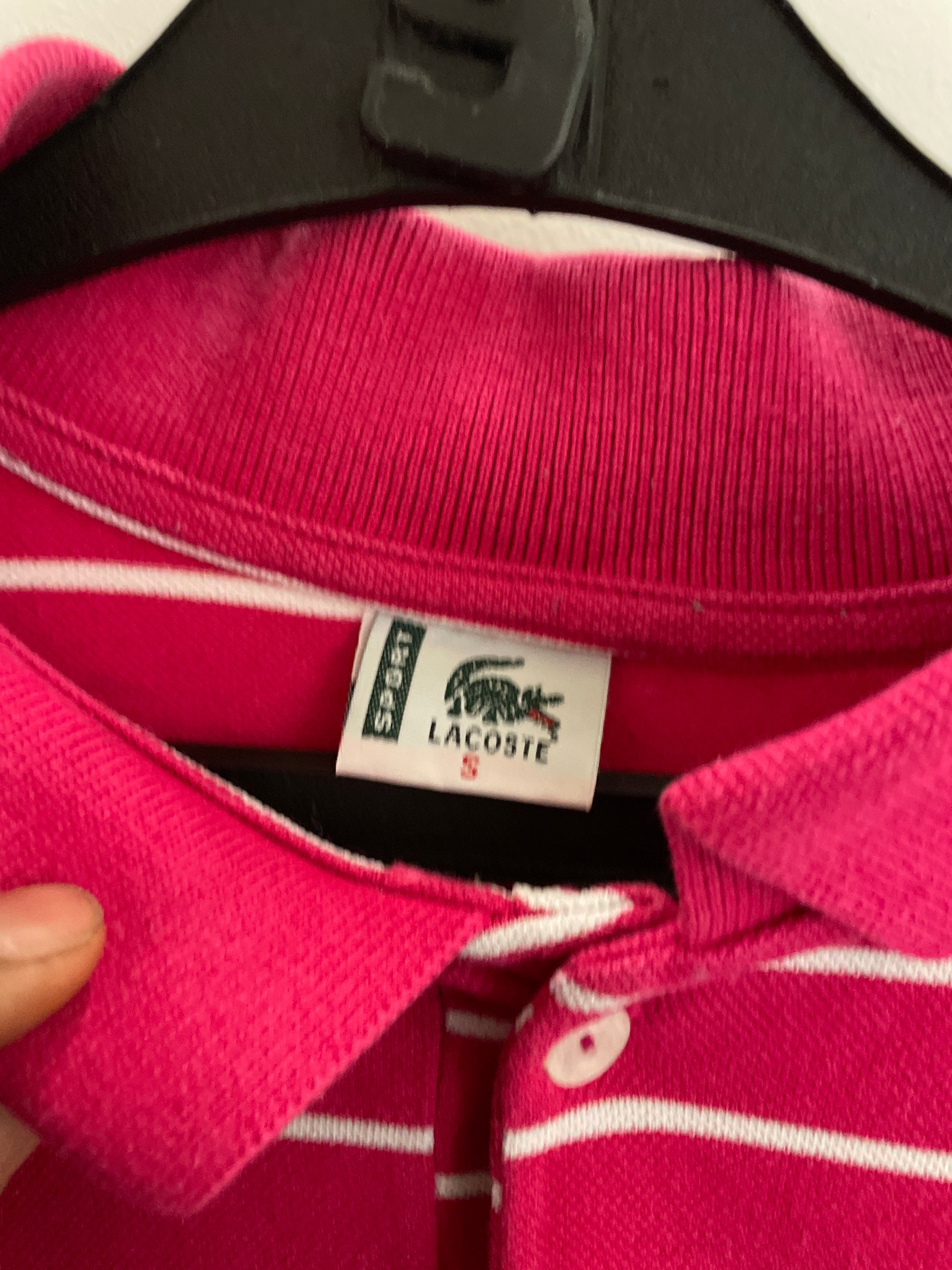 Vintage pink stripped lacoste sport polo shirt size S