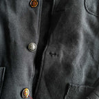 Vintage men navy blue regular fit cotton linen blazer in M|L29 W18|SKU 5701