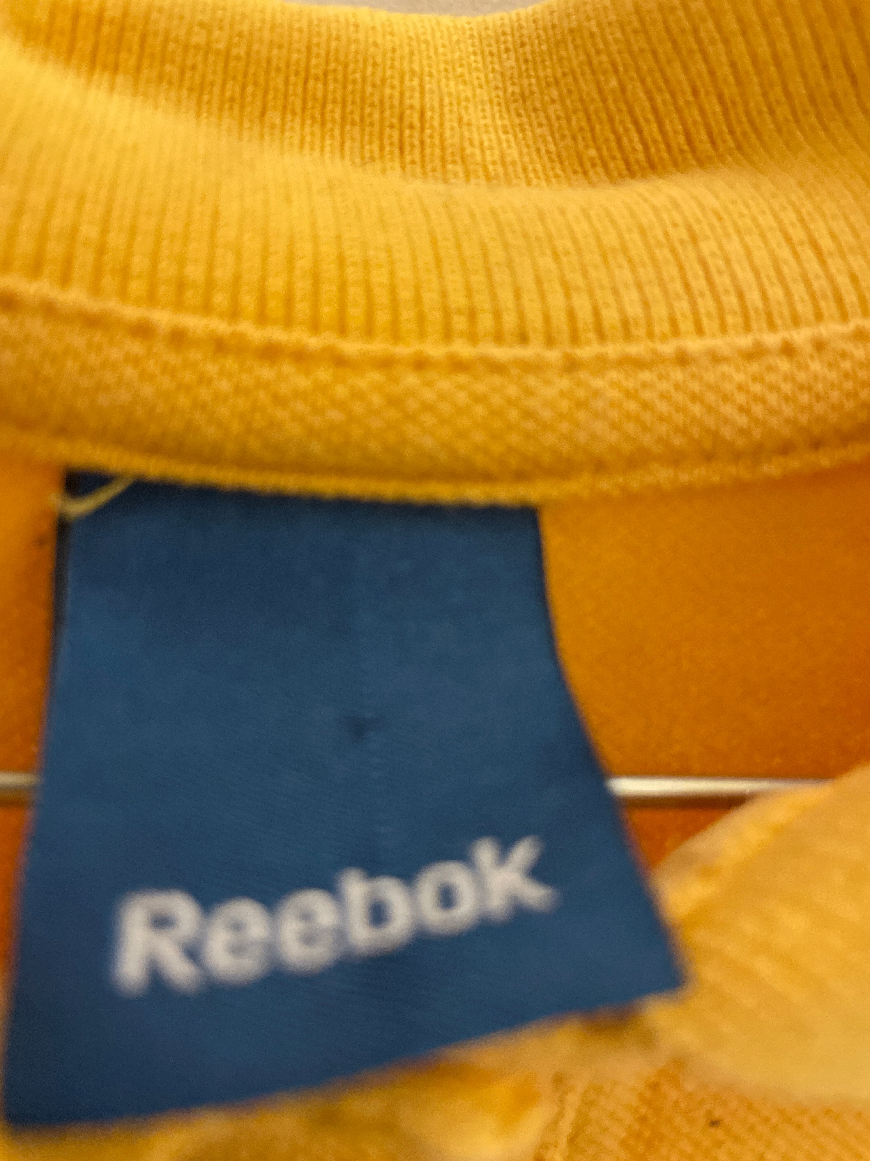 vintage reebok yellow polo shirt size S