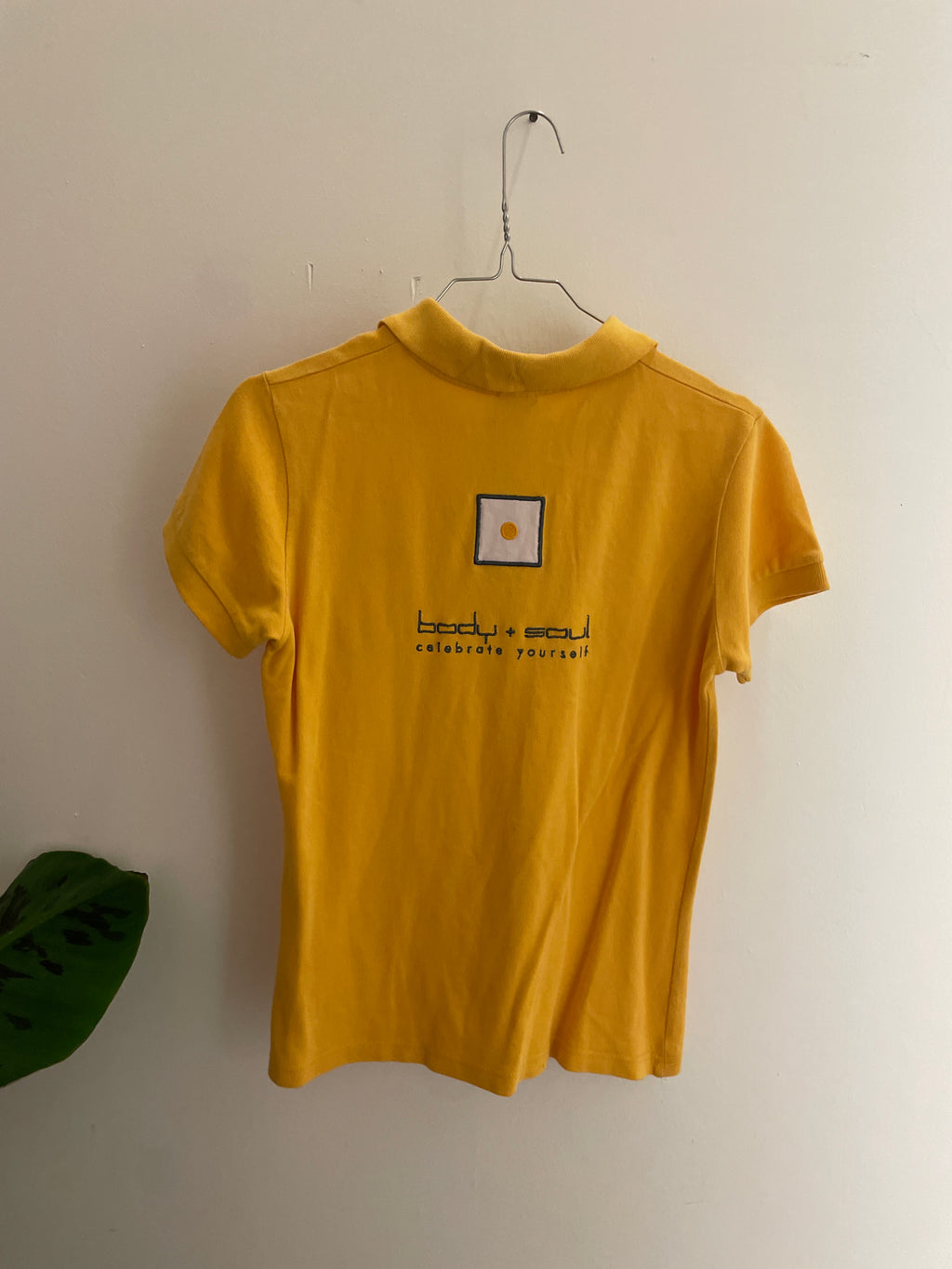 vintage reebok yellow polo shirt size S