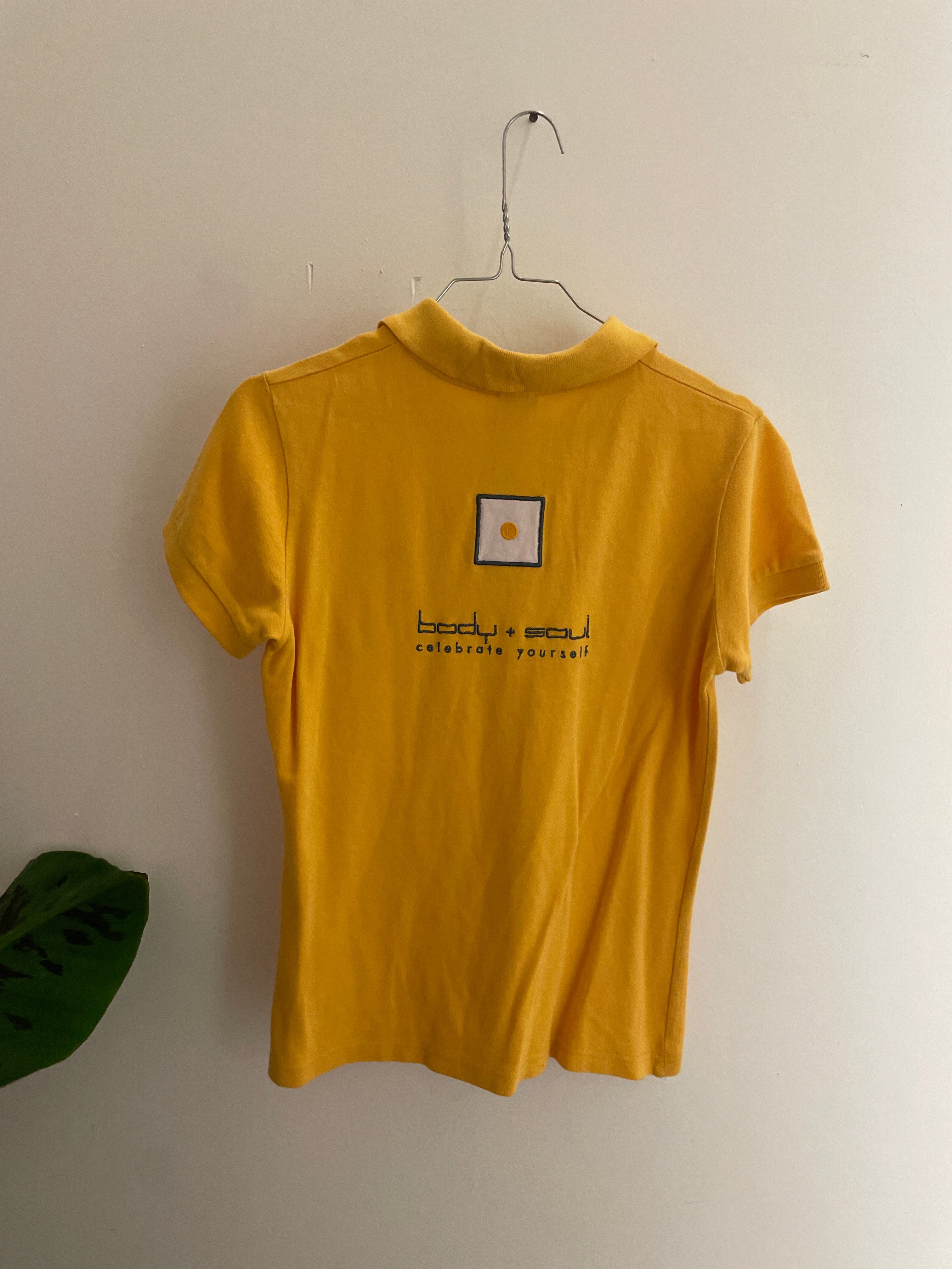 vintage reebok yellow polo shirt size S